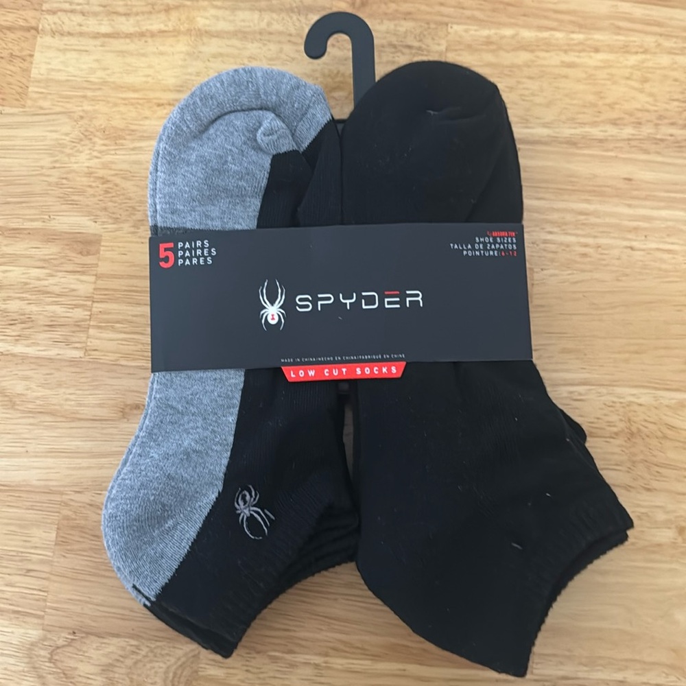Spyder Men's Low Cut Athletic No-Show Socks - Black & Gray (5Pairs)